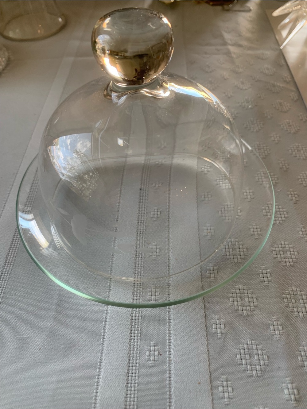 Vintage Clear Glass Butter/Cheese Dish with Domed Lid and Knob on Top